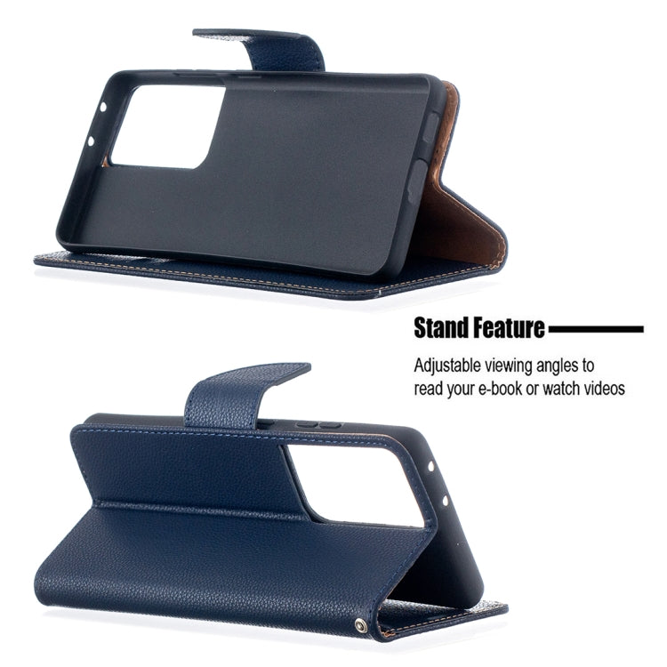 For Samsung Galaxy S21 Ultra 5G Litchi Texture Pure Color Horizontal Flip Leather Case with Holder & Card Slots & Wallet & Lanyard