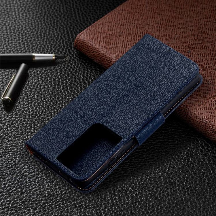 For Samsung Galaxy S21 Ultra 5G Litchi Texture Pure Color Horizontal Flip Leather Case with Holder & Card Slots & Wallet & Lanyard