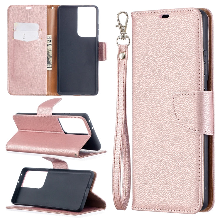 For Samsung Galaxy S21 Ultra 5G Litchi Texture Pure Color Horizontal Flip Leather Case with Holder & Card Slots & Wallet & Lanyard