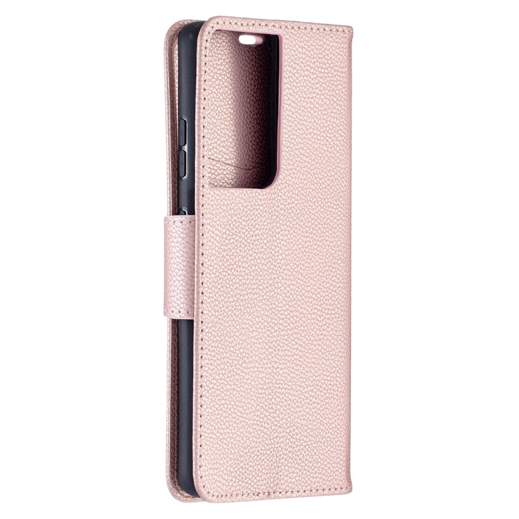 For Samsung Galaxy S21 Ultra 5G Litchi Texture Pure Color Horizontal Flip Leather Case with Holder & Card Slots & Wallet & Lanyard