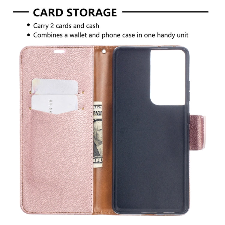 For Samsung Galaxy S21 Ultra 5G Litchi Texture Pure Color Horizontal Flip Leather Case with Holder & Card Slots & Wallet & Lanyard