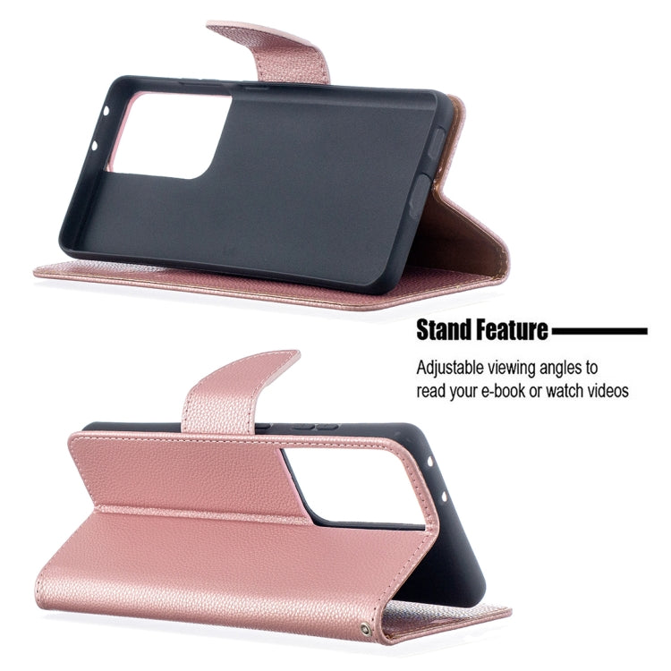 For Samsung Galaxy S21 Ultra 5G Litchi Texture Pure Color Horizontal Flip Leather Case with Holder & Card Slots & Wallet & Lanyard