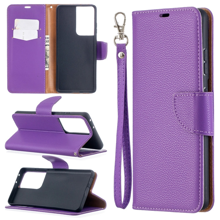 For Samsung Galaxy S21 Ultra 5G Litchi Texture Pure Color Horizontal Flip Leather Case with Holder & Card Slots & Wallet & Lanyard