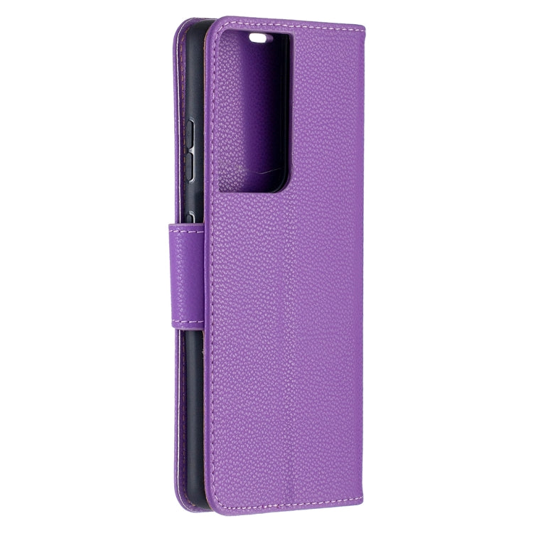 For Samsung Galaxy S21 Ultra 5G Litchi Texture Pure Color Horizontal Flip Leather Case with Holder & Card Slots & Wallet & Lanyard