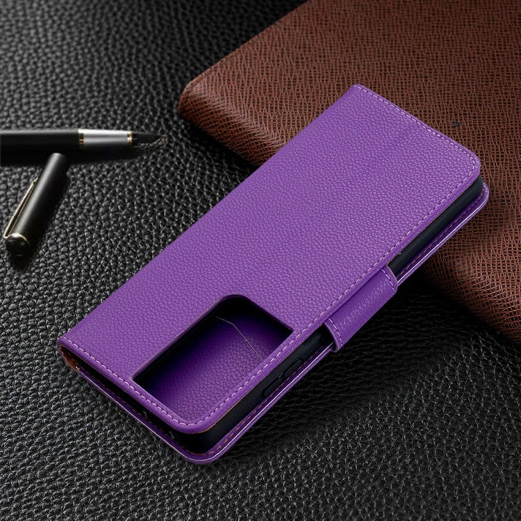 For Samsung Galaxy S21 Ultra 5G Litchi Texture Pure Color Horizontal Flip Leather Case with Holder & Card Slots & Wallet & Lanyard
