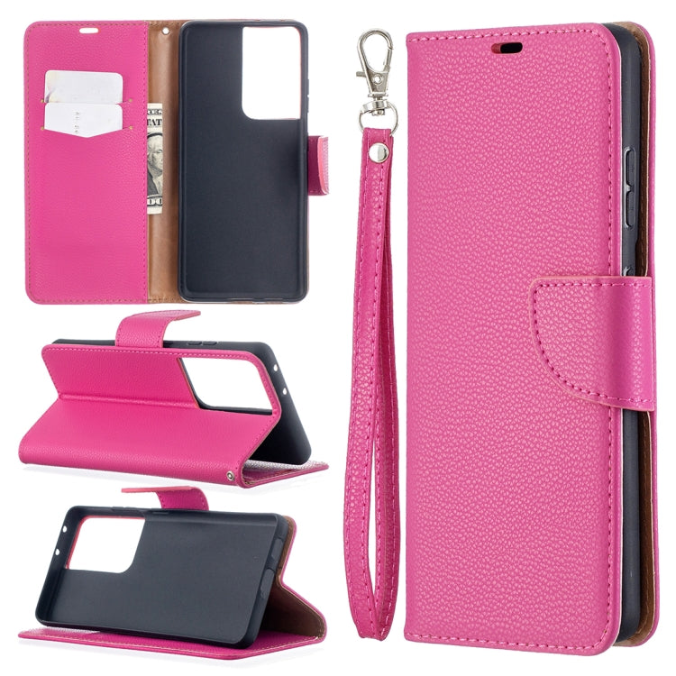 For Samsung Galaxy S21 Ultra 5G Litchi Texture Pure Color Horizontal Flip Leather Case with Holder & Card Slots & Wallet & Lanyard