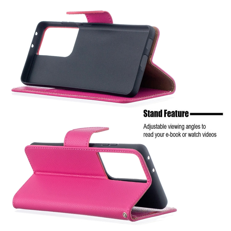 For Samsung Galaxy S21 Ultra 5G Litchi Texture Pure Color Horizontal Flip Leather Case with Holder & Card Slots & Wallet & Lanyard
