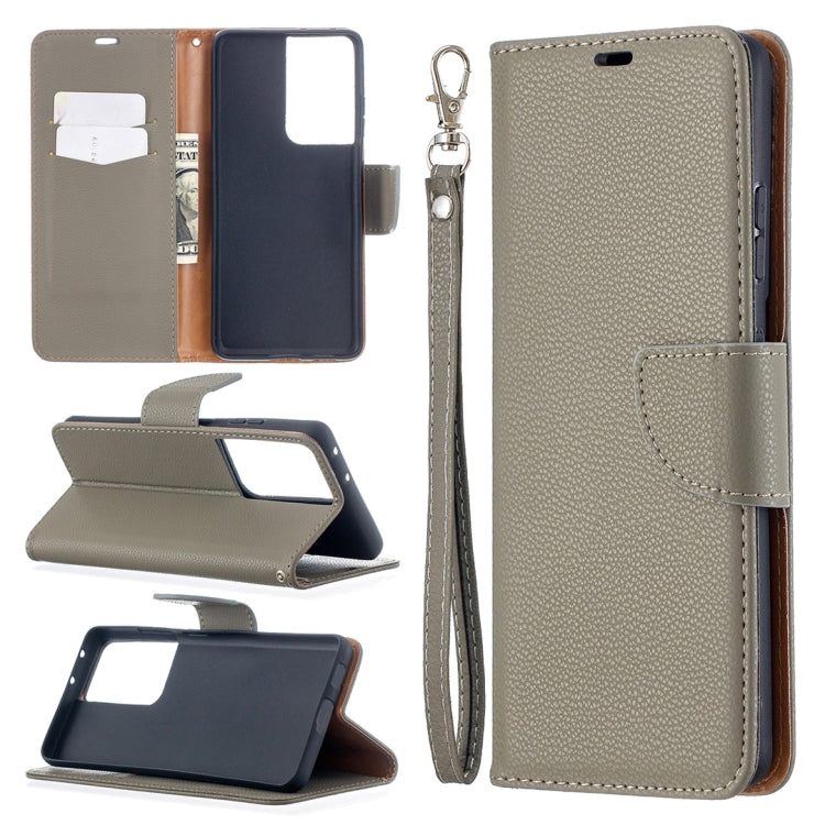 For Samsung Galaxy S21 Ultra 5G Litchi Texture Pure Color Horizontal Flip Leather Case with Holder & Card Slots & Wallet & Lanyard