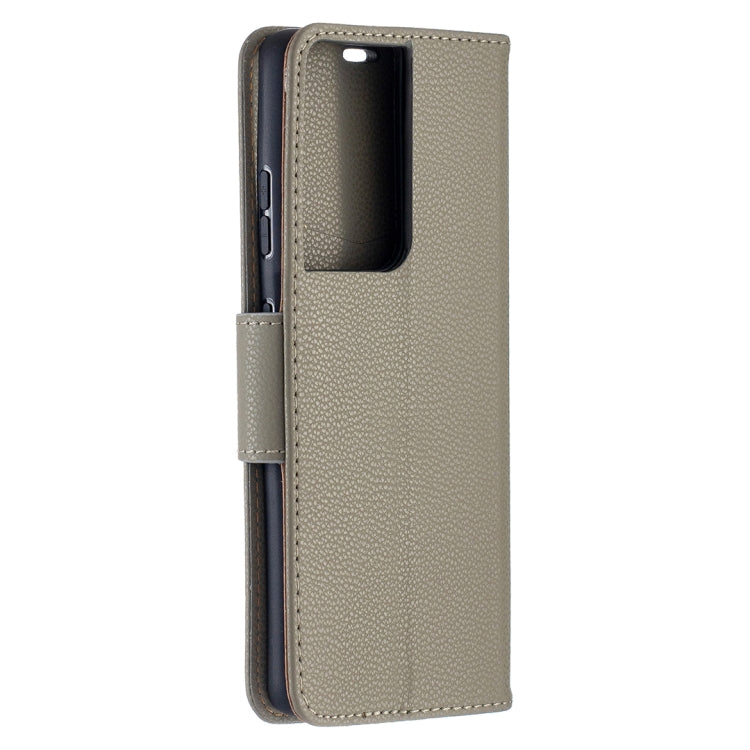 For Samsung Galaxy S21 Ultra 5G Litchi Texture Pure Color Horizontal Flip Leather Case with Holder & Card Slots & Wallet & Lanyard