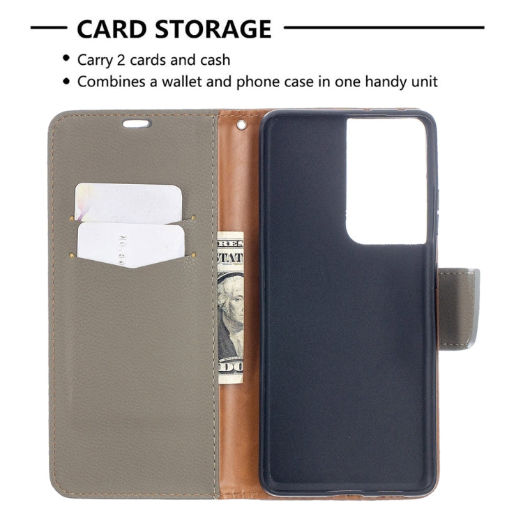 For Samsung Galaxy S21 Ultra 5G Litchi Texture Pure Color Horizontal Flip Leather Case with Holder & Card Slots & Wallet & Lanyard