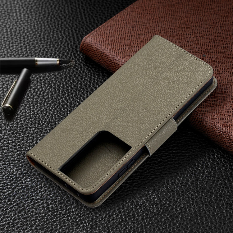 For Samsung Galaxy S21 Ultra 5G Litchi Texture Pure Color Horizontal Flip Leather Case with Holder & Card Slots & Wallet & Lanyard