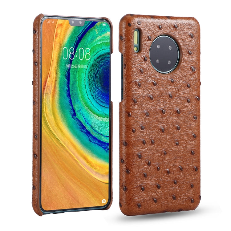 For Huawei Mate 30 Ostrich Texture Head-layer Cowhide Leather Back Cover Case