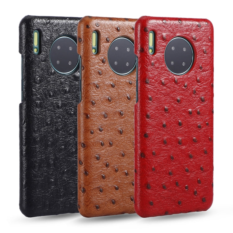 For Huawei Mate 30 Ostrich Texture Head-layer Cowhide Leather Back Cover Case
