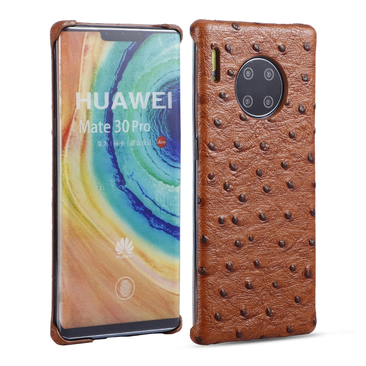 For Huawei Mate 30 Pro Ostrich Texture Head-layer Cowhide Leather Back Cover Case