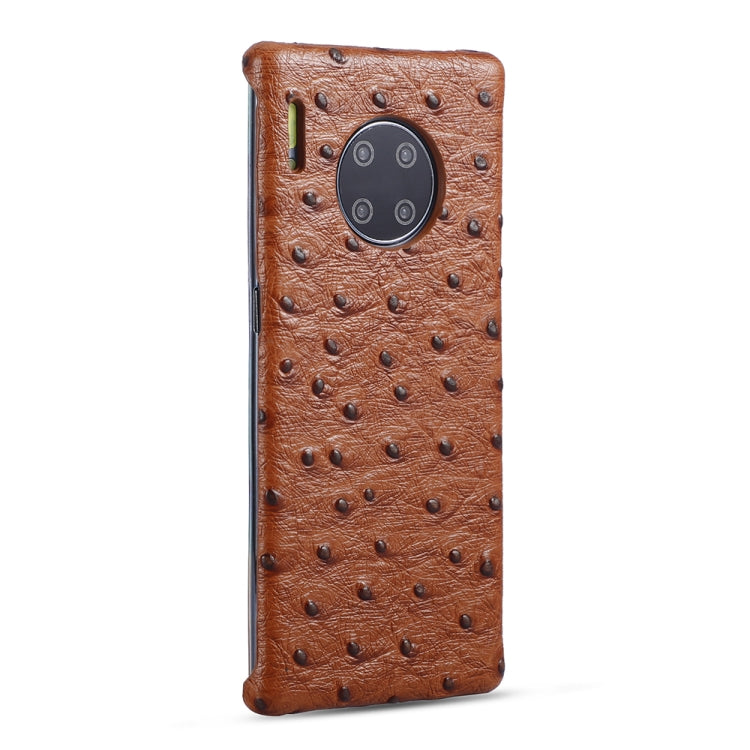 For Huawei Mate 30 Pro Ostrich Texture Head-layer Cowhide Leather Back Cover Case