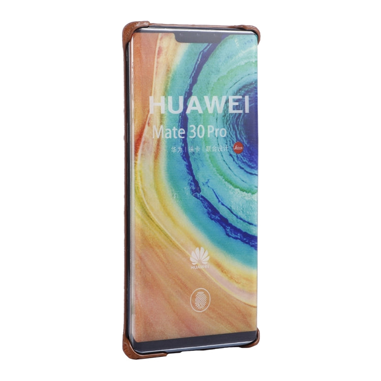 For Huawei Mate 30 Pro Ostrich Texture Head-layer Cowhide Leather Back Cover Case