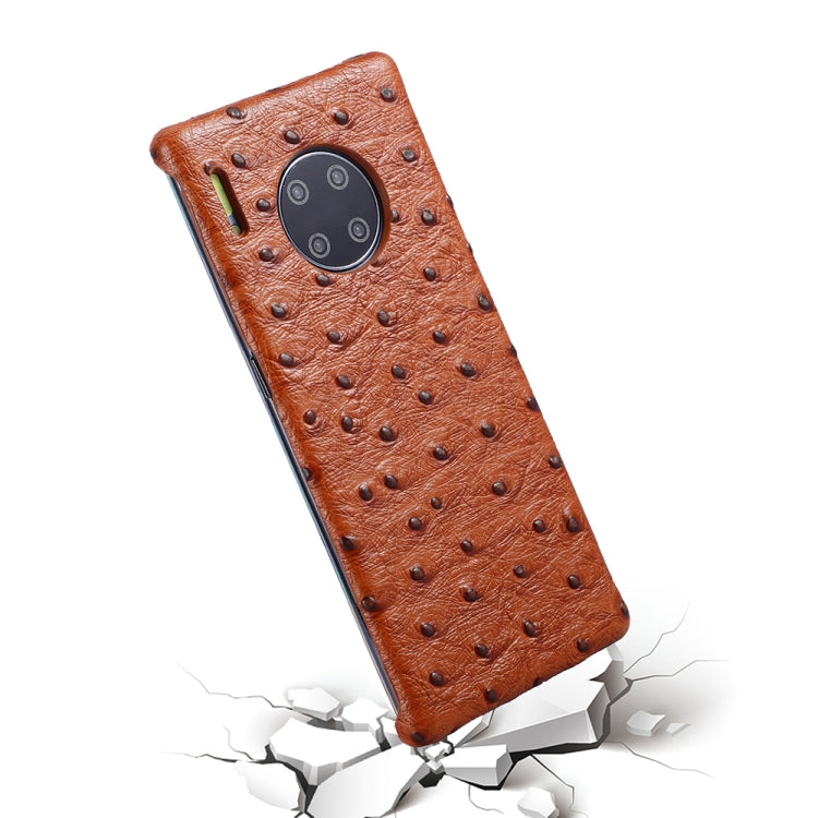 For Huawei Mate 30 Pro Ostrich Texture Head-layer Cowhide Leather Back Cover Case