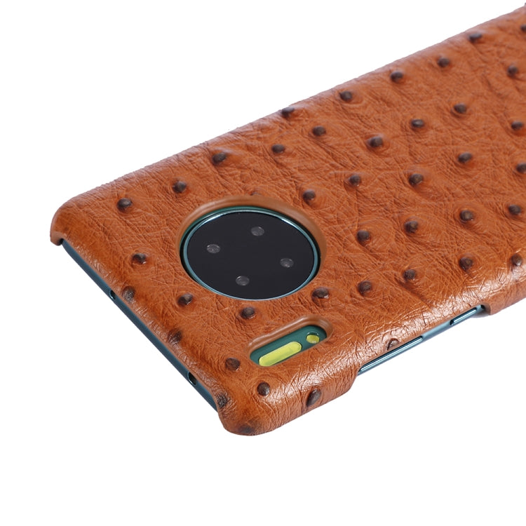For Huawei Mate 30 Pro Ostrich Texture Head-layer Cowhide Leather Back Cover Case