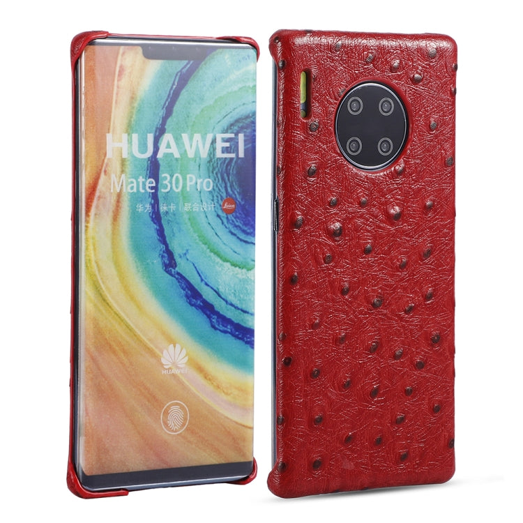 For Huawei Mate 30 Pro Ostrich Texture Head-layer Cowhide Leather Back Cover Case