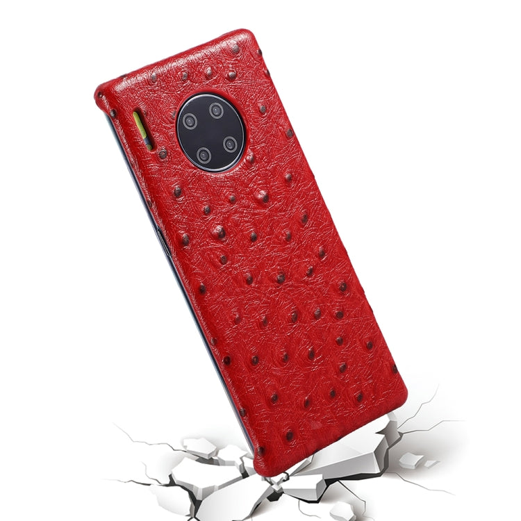 For Huawei Mate 30 Pro Ostrich Texture Head-layer Cowhide Leather Back Cover Case