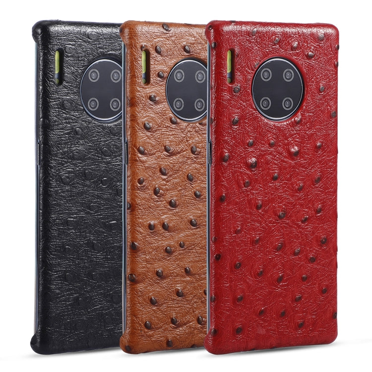 For Huawei Mate 30 Pro Ostrich Texture Head-layer Cowhide Leather Back Cover Case
