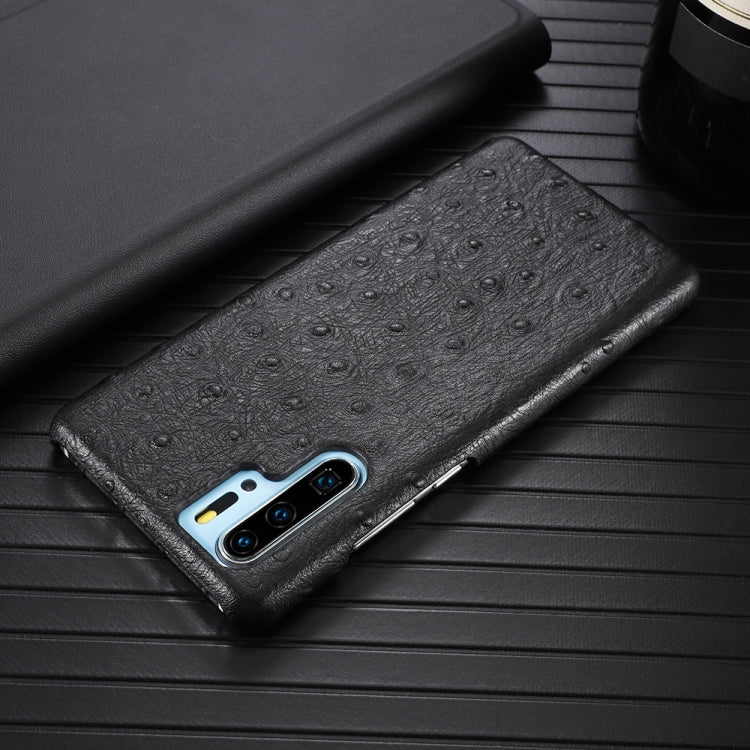 For Huawei P30 Pro Ostrich Texture Head-layer Cowhide Leather Back Cover Case