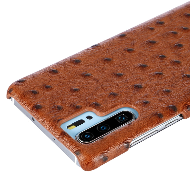 For Huawei P30 Pro Ostrich Texture Head-layer Cowhide Leather Back Cover Case