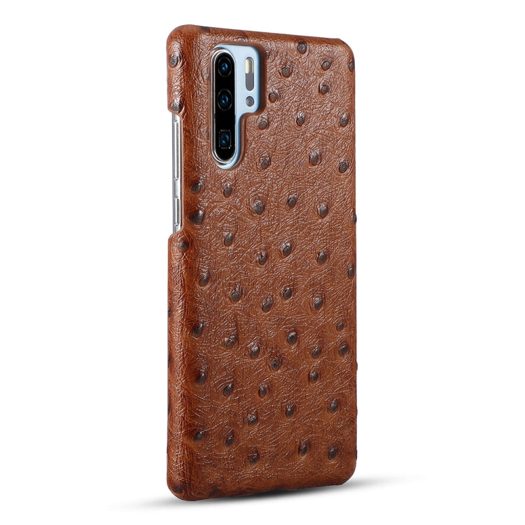 For Huawei P30 Pro Ostrich Texture Head-layer Cowhide Leather Back Cover Case
