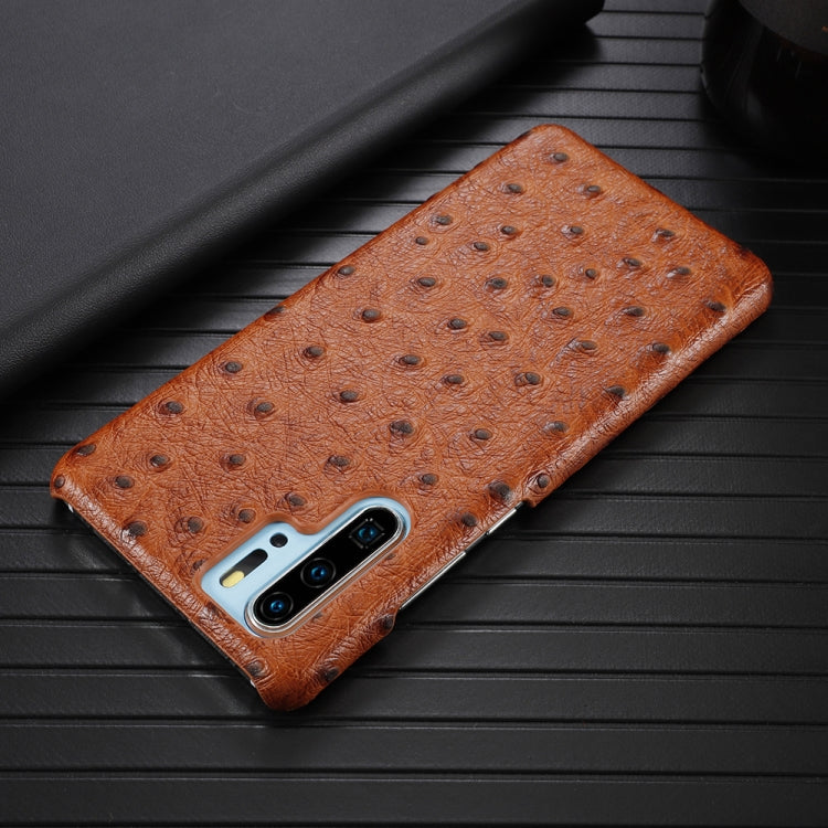 For Huawei P30 Pro Ostrich Texture Head-layer Cowhide Leather Back Cover Case