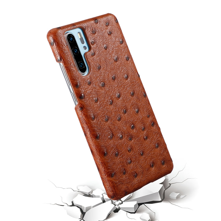 For Huawei P30 Pro Ostrich Texture Head-layer Cowhide Leather Back Cover Case