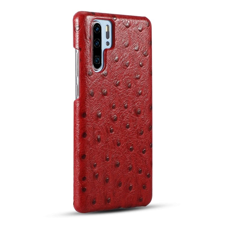 For Huawei P30 Pro Ostrich Texture Head-layer Cowhide Leather Back Cover Case