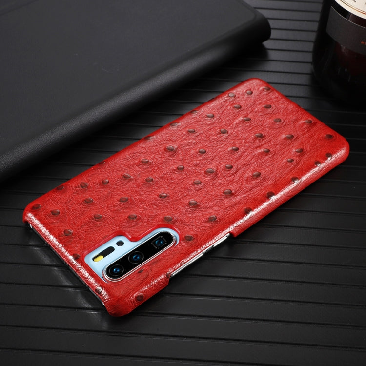 For Huawei P30 Pro Ostrich Texture Head-layer Cowhide Leather Back Cover Case