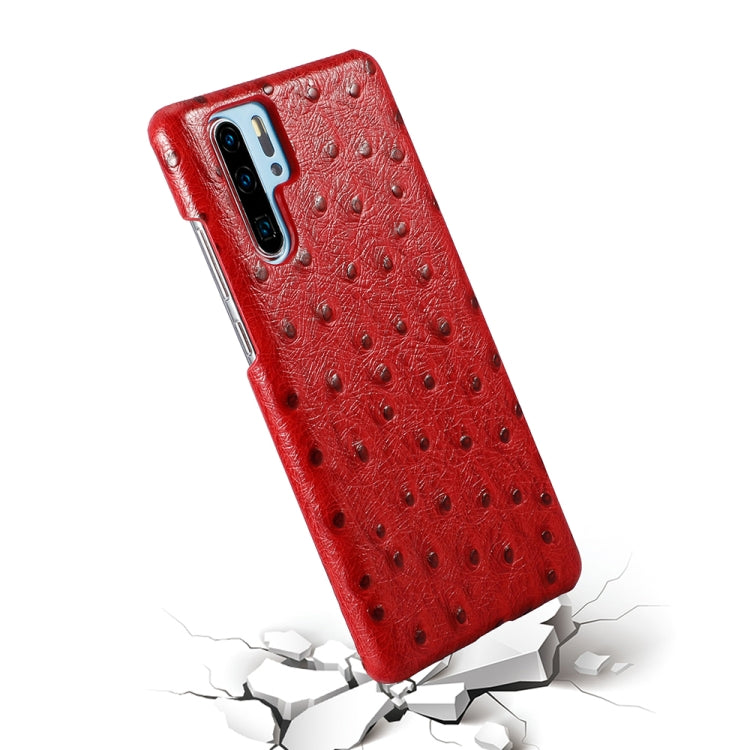 For Huawei P30 Pro Ostrich Texture Head-layer Cowhide Leather Back Cover Case