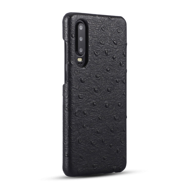 For Huawei P30 Ostrich Texture Head-layer Cowhide Leather Back Cover Case
