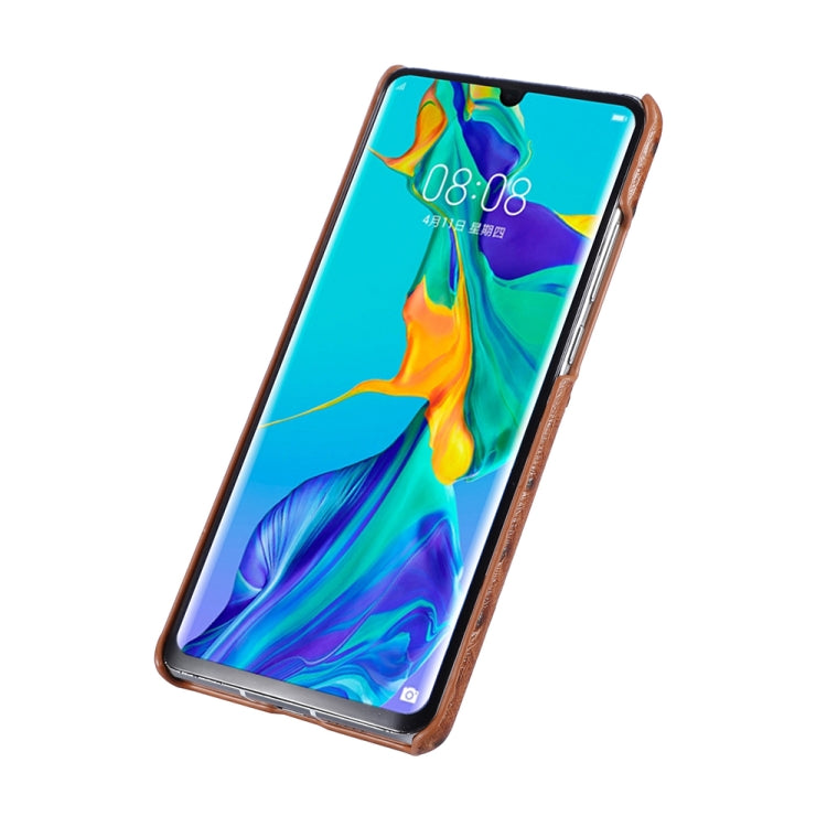 For Huawei P30 Ostrich Texture Head-layer Cowhide Leather Back Cover Case