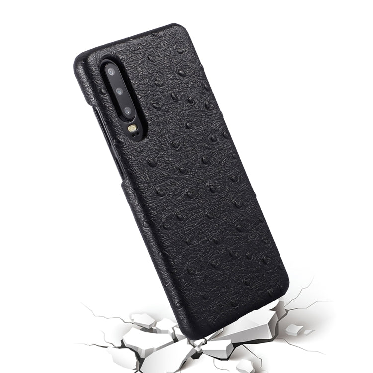 For Huawei P30 Ostrich Texture Head-layer Cowhide Leather Back Cover Case