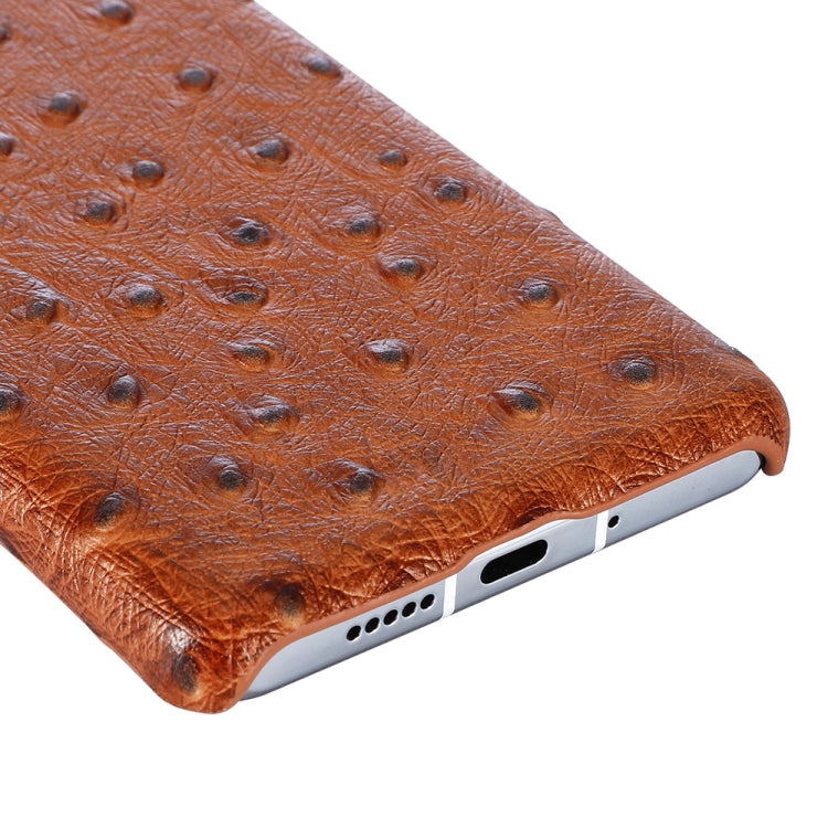 For Huawei P30 Ostrich Texture Head-layer Cowhide Leather Back Cover Case