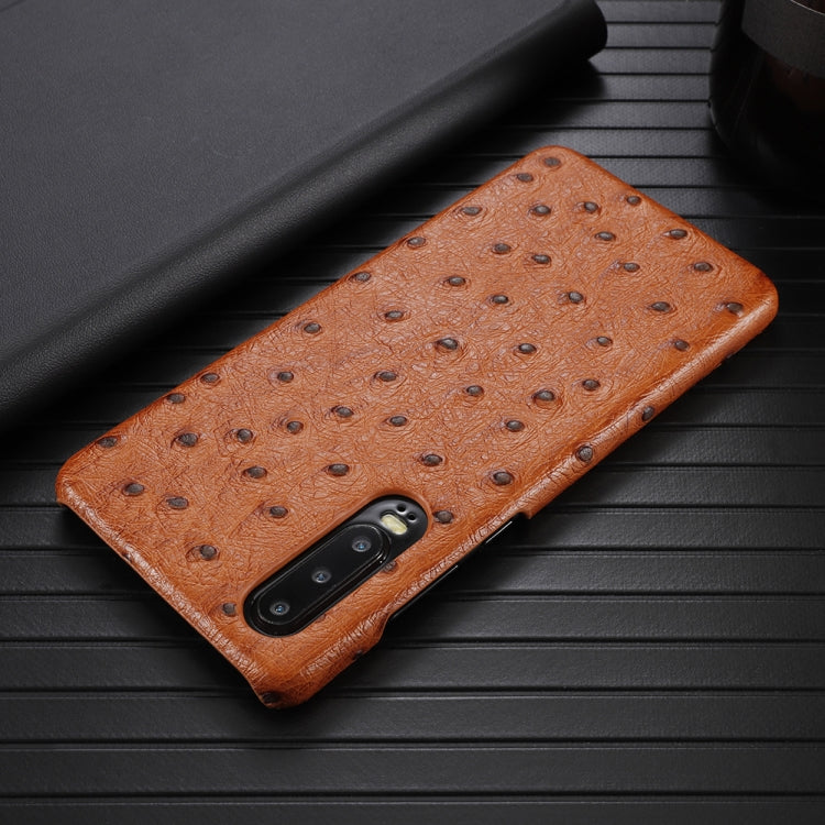For Huawei P30 Ostrich Texture Head-layer Cowhide Leather Back Cover Case