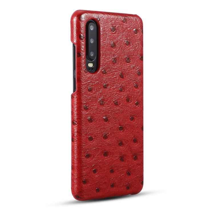For Huawei P30 Ostrich Texture Head-layer Cowhide Leather Back Cover Case