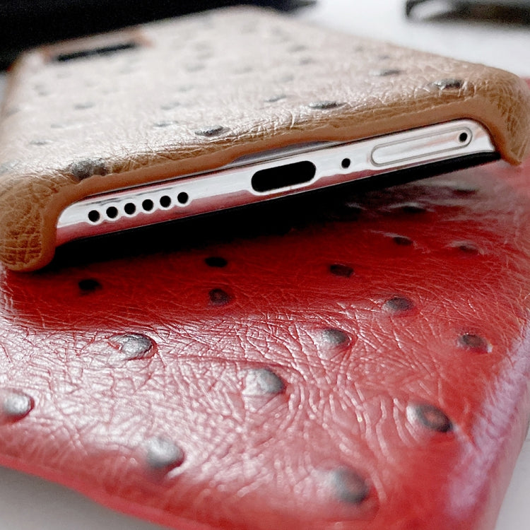 For Huawei P40 Ostrich Texture Head-layer Cowhide Leather Back Cover Case