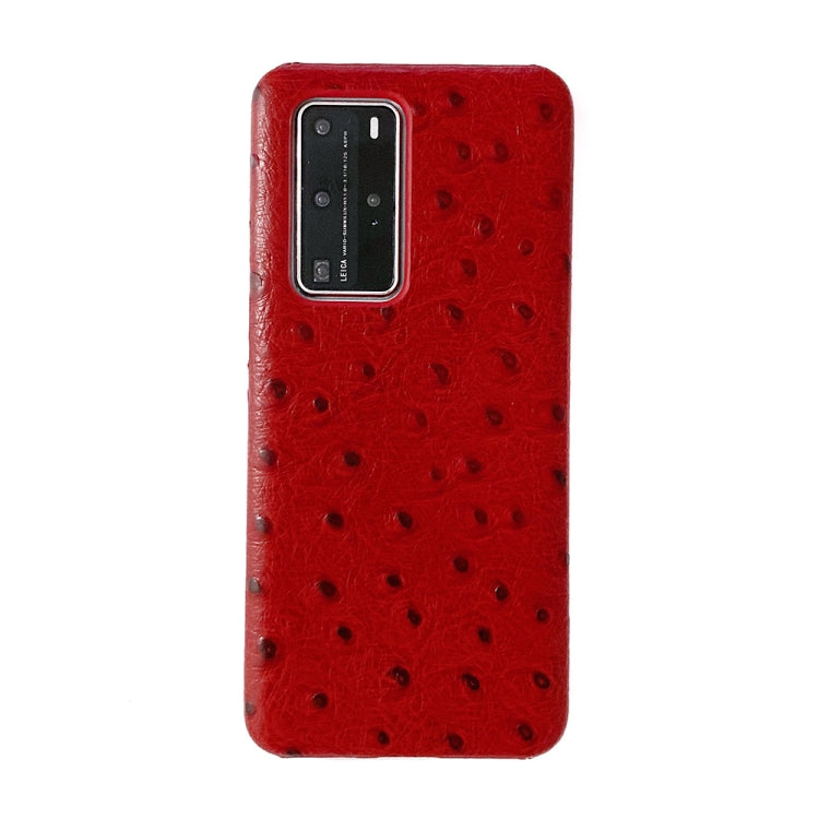 For Huawei P40 Ostrich Texture Head-layer Cowhide Leather Back Cover Case