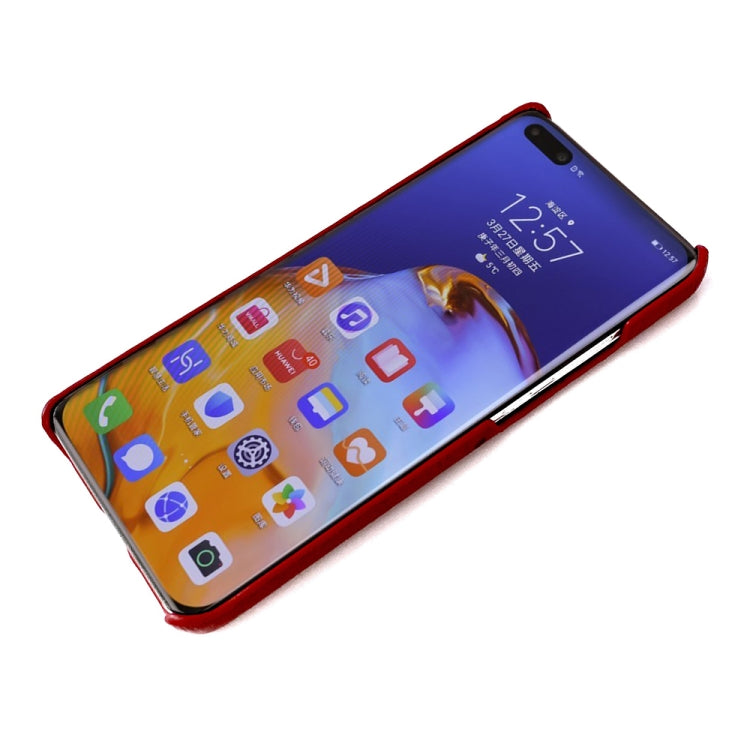 For Huawei P40 Ostrich Texture Head-layer Cowhide Leather Back Cover Case