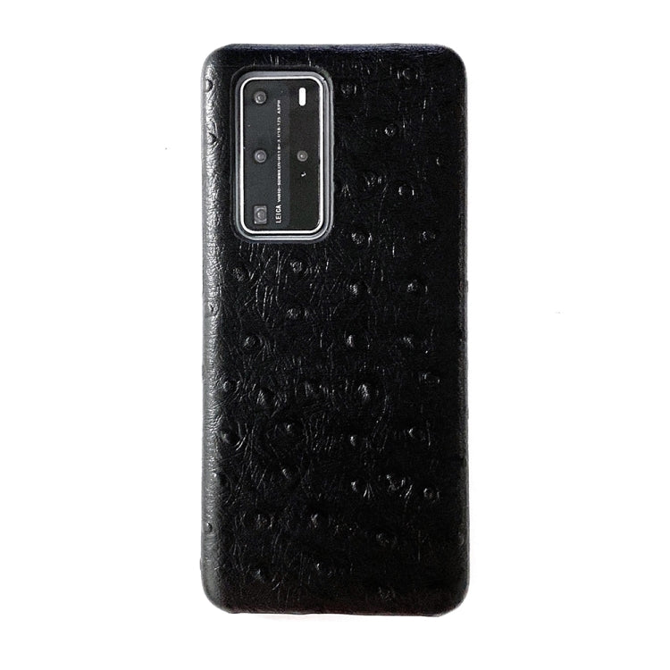 For Huawei P40 Pro Ostrich Texture Head-layer Cowhide Leather Back Cover Case