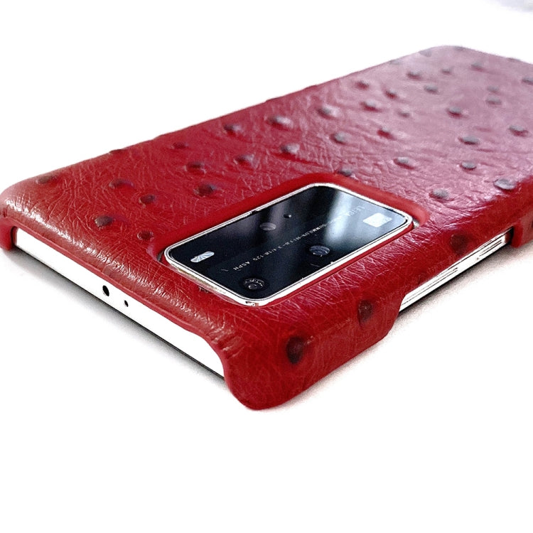 For Huawei P40 Pro Ostrich Texture Head-layer Cowhide Leather Back Cover Case