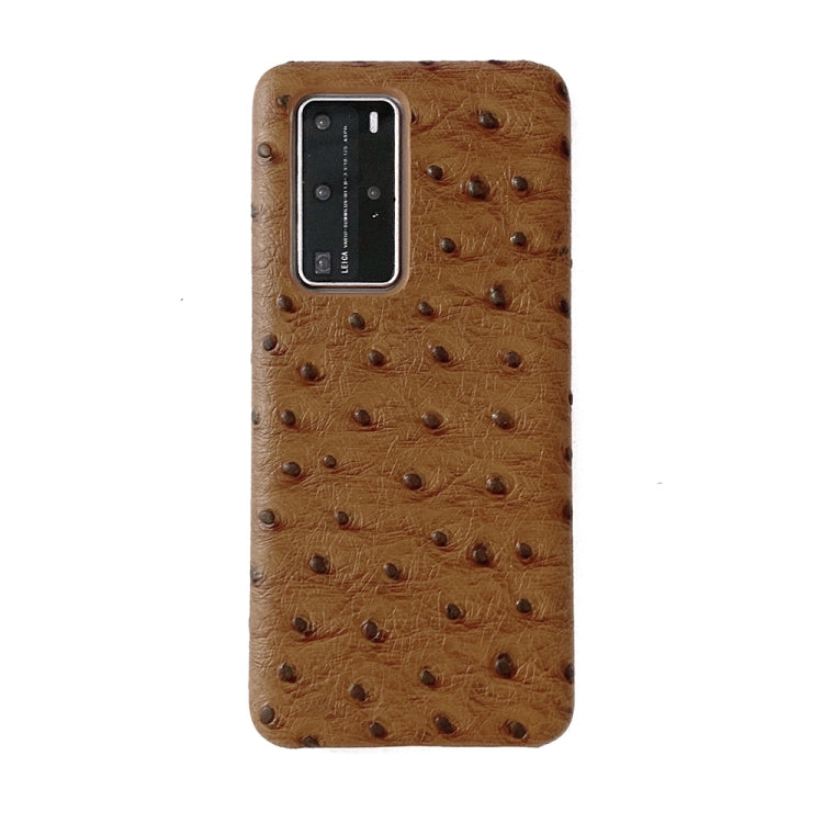 For Huawei P40 Pro Ostrich Texture Head-layer Cowhide Leather Back Cover Case