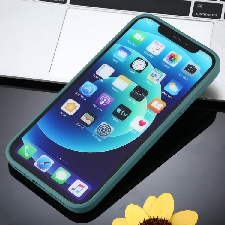 For iPhone 11 Solid Color Glass + Silicone Protective Case