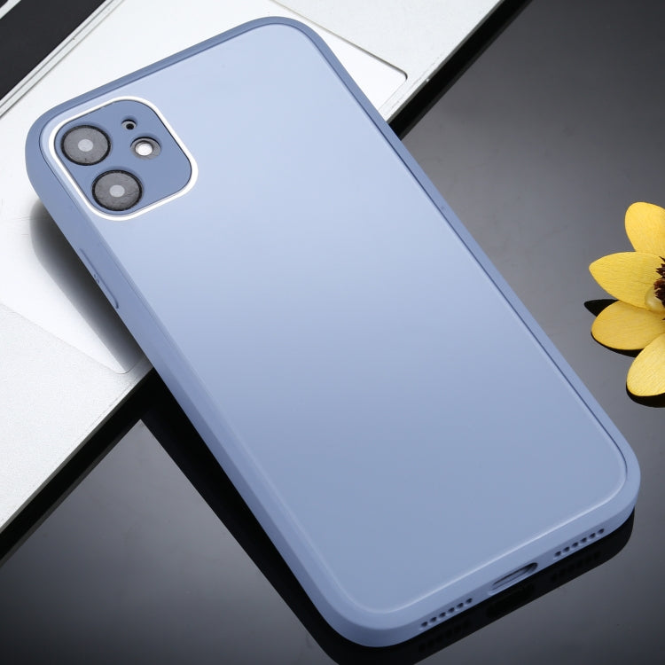 For iPhone 11 Solid Color Glass + Silicone Protective Case