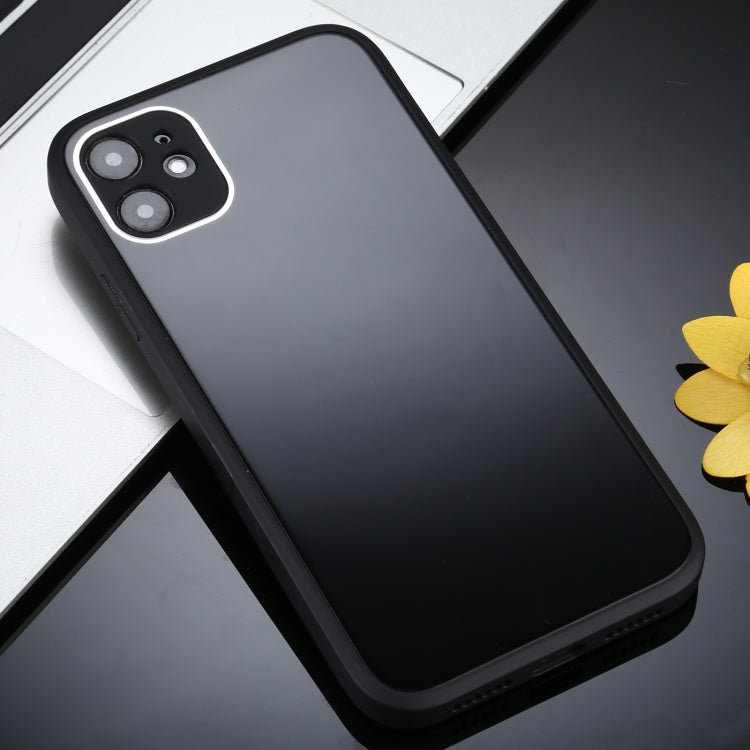 For iPhone 11 Pro Solid Color Glass + Silicone Protective Case