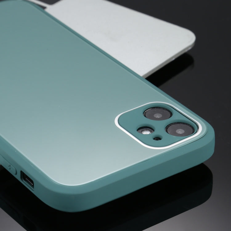 For iPhone 11 Pro Solid Color Glass + Silicone Protective Case