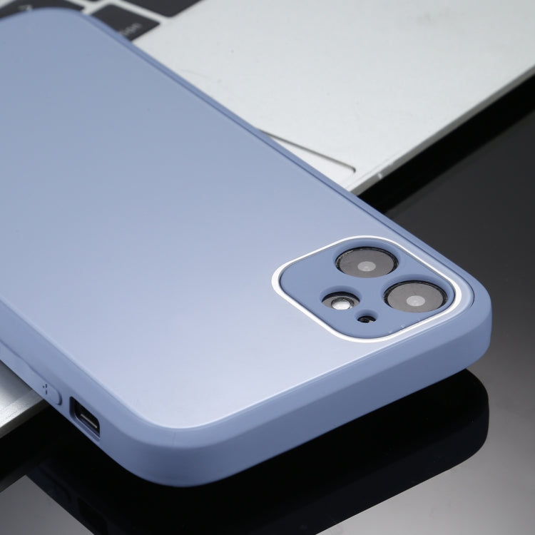 For iPhone 11 Pro Max Solid Color Glass + Silicone Protective Case